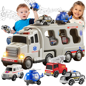 WOOPIE Silniční odtahovka sada 5 aut - Ambulance