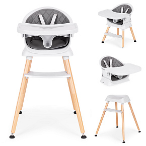 High Chair for Children 3-in-1 Quilted Cover with Tray Grey ECOTOYS