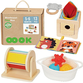 WOOPIE GREEN Box Krabice XXL Montessori Edukační 6v1 Senzorické 5-6 Měsíců 13ks. FSC WOOPIE GREEN Box Krabice XXL Montessori Edukační 6v1 Senzorické 5-6 Měsíců 13ks. FSC