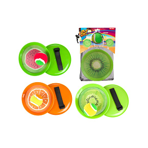 Lambáda/Catch ball hra s míčkem na suchý zip ovoce  18cm 3 druhy v látkovém sáčku