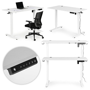 Standing Electric Desk 120x60 cm Height Adjustment 72–117 cm White ModernHome
