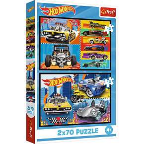 Puzzle 2v1 Autíčka Hot Wheels 2x70 dílků 27,5x18cm v krabici 19x29x4cm Puzzle 2v1 Autíčka Hot Wheels 2x70 dílků 27,5x18cm v krabici 19x29x4cm
