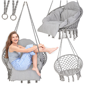 Zahradní houpačka LUARO hnízdo s polštářem XXL šedá 80cm 150kg Zahradní houpačka LUARO hnízdo s polštářem XXL šedá 80cm 150kg