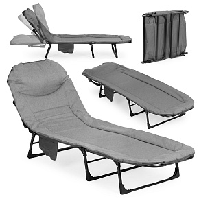 Camping Bed 200x65 cm, Folding Cot Lounger, MultiGarden