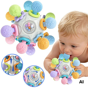 WOOPIE BABY Smyslová hračka kousátko míček 3v1 míček 6m+ WOOPIE BABY Smyslová hračka kousátko míček 3v1 míček 6m+