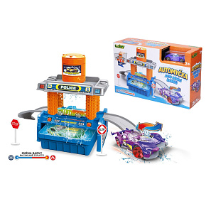 Automyčka + auto měnící barvu plast s doplňky v krabici 30x19cm