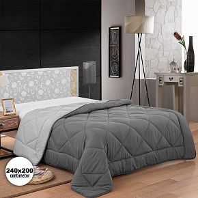 Herzberg HG-2420BCO: Dvoubarevná mikrovláknová přikrývka - 240x200 cm šedá