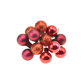 Skleněné dekorační kouličky (1cm) na svazku - Červené Skleněné dekorační kouličky (1cm) na svazku - Červené