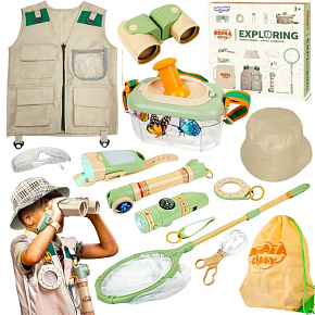 WOOPIE Discovery Sada Malého Objevitele Dalekohled Kompas Síťka na Hmyz Motýly Baterka