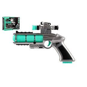 Pistole se zaměřovačem plast 20cm na baterie se zvukem a se světlem v krabici