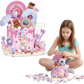 Lebula stavebnice sada 344 ks prvky narozeninový dort pastelový