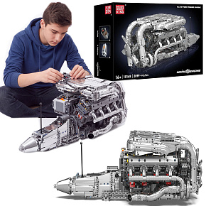 Lebula konstrukční kostky technická sada motor V8 twin-turbo 2899 dílků