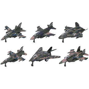 Letadlo/stíhačka kov/plast 12cm na zpětné natažení mix druhů 6ks v boxu