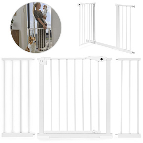Branka zábrana zabezpečující 74-132 cm na schody a dveře ocelové dodatečné panely bílá ECOTOYS Branka zábrana zabezpečující 74-132 cm na schody a dveře ocelové dodatečné panely bílá ECOTOYS