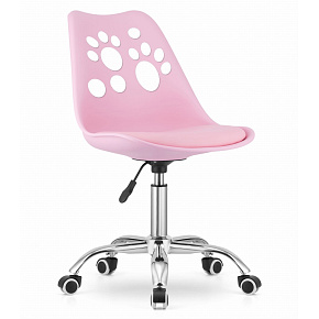 PRINT Chair Pink Faux Leather Swivel with Chrome Base