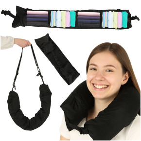 Cestovní polštář podkova opěrka na krk úložný prostor k naplnění černá