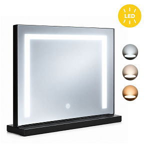 Kosmetické LED zrcadlo 50 × 40 cm, podsvícené, 3 barvy, černé ModernHome Kosmetické LED zrcadlo 50 × 40 cm, podsvícené, 3 barvy, černé ModernHome