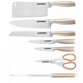 Herzberg HG-SKN8: 8 kusů nerezové oceli s akrylovým stojanem žluté