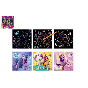 Škrabací obrázek 3ks barevný My little Pony 20x20cm na kartě
