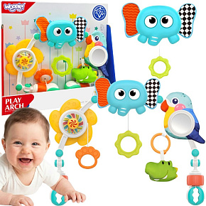 WOOPIE BABY Luk Senzorický s Hračkami do Postýlky a Kočárku Slon Papoušek WOOPIE BABY Luk Senzorický s Hračkami do Postýlky a Kočárku Slon Papoušek