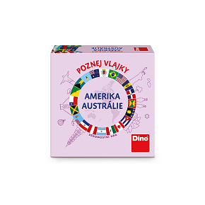 Poznej vlajky Amerika a Austrálie cestovní společenská hra v krabici 13x13cm