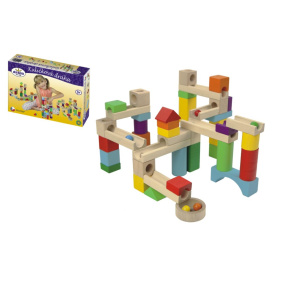 Kuličková dráha dřevo 58ks v krabici 30x20x6cm Kuličková dráha dřevo 58ks v krabici 30x20x6cm