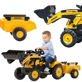 FALK Šlapací traktor Bagr Komatsu s přívěsem a lžící 2-5 let FALK Šlapací traktor Bagr Komatsu s přívěsem a lžící 2-5 let