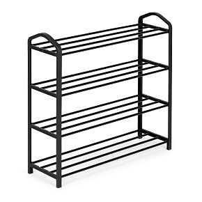 Metal shoe rack, 4 shelves, 12 pairs of shoes, black ModernHome