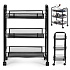 Metal Mobile Bathroom Shelf with 3 Tiers and Wheels Black ModernHome