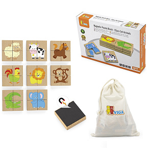 VIGA Dřevěné Magnetické Puzzle Zvířata Skládačka Certifikát FSC VIGA Dřevěné Magnetické Puzzle Zvířata Skládačka Certifikát FSC