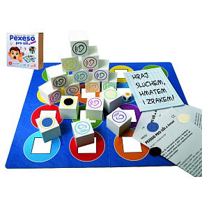 Pexeso pro uši a hmat - naučná společenská hra pro sluch, zrak a hmat v krabici 24,5x25,5x6cm