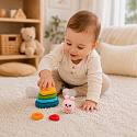 WOOPIE BABY Senzorická pyramida Věž Třídič Králíček 6m+