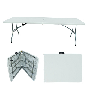 Lebula zahradní cateringový skládací stůl 240 cm kufřík rozkládací 240x74 cm bílý
