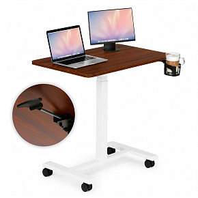 Mobilní stůl 70x48 cm stolek pod notebook nastavení výšky 71,5–112 cm hnědá deska ModernHome Mobilní stůl 70x48 cm stolek pod notebook nastavení výšky 71,5–112 cm hnědá deska ModernHome