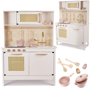 Dřevěná kuchyňka pro děti MDF retro s doplňky BOHO 100 cm