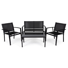 Garden furniture set, table, bench, armchairs, metal, MultiGarden