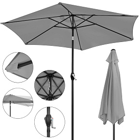Foldable garden balcony umbrella, adjustable, 210 cm, gray Foldable garden balcony umbrella, adjustable, 210 cm, gray