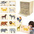 VIGA Sada Dřevěných Puzzle 12 Skládaček Zvířátka Montessori + Stojan