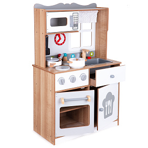 Wooden play kitchen for kids with additional accessories, ECOTOYS