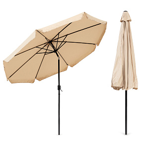 Large Garden Parasol 3 m Tilted with Crank, Beige, MultiGarden
