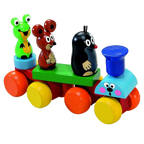 Vlak Krtek dřevo 15cm v krabičce