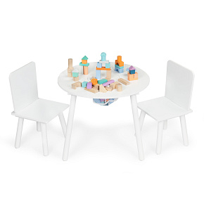 White Kids table with two chairs children's furniture Ecotoys set