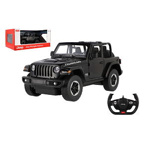 Auto RC Jeep Wrangler Rubicon RASTAR černý plast 29cm 2,4GHz na dálk. ovl. na bat. v krab. 44x19cm