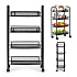 ModernHome Black Metal Mobile Bathroom Shelf with 4 Shelves and Wheels