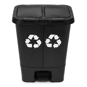 40L Dual Compartment Trash Can Double Bin for Waste and Recycling Black