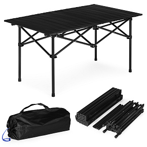 Folding camping table 95x55 cm with carrying bag, black, MultiGarden