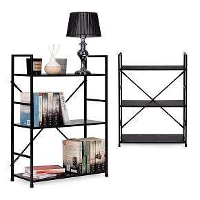 Wooden bookcase with metal frame wide LOFT, 3 shelves ModernHome