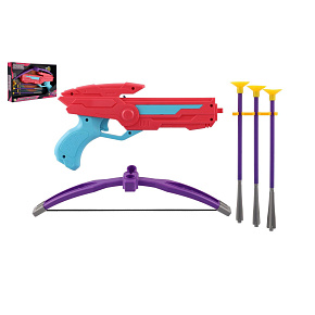 Kuše 27cm + šípy na přísavky 3ks plast růžová v krabici 33x20,5x5cm