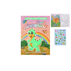 Omalovánky se samolepkami Šťastní dinosauři A4 23x31cm Omalovánky se samolepkami Šťastní dinosauři A4 23x31cm