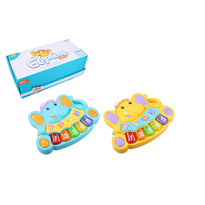 Pianko slon se zvířátky plast 17x13cm na baterie se zvukem se světlem 2 barvy 8ks v boxu 18m+